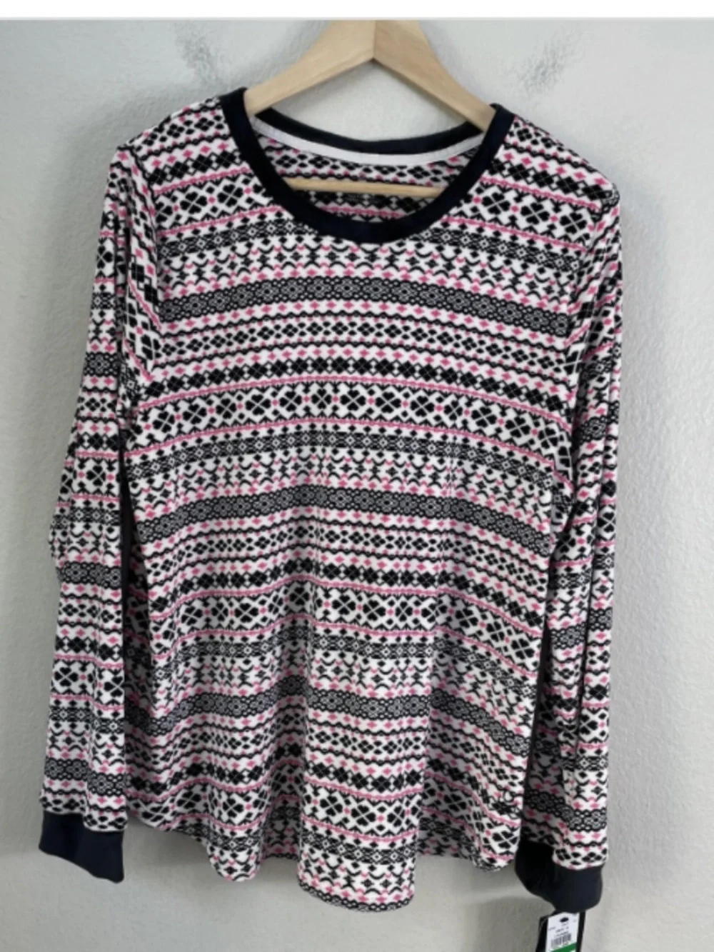 NEW Cuddl Duds Pajama Tops Womens Large Multicolor Fleece Long Sleeve